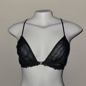 Free People Intimately Black Mesh & Lace Racerback Bra 34D NWOT